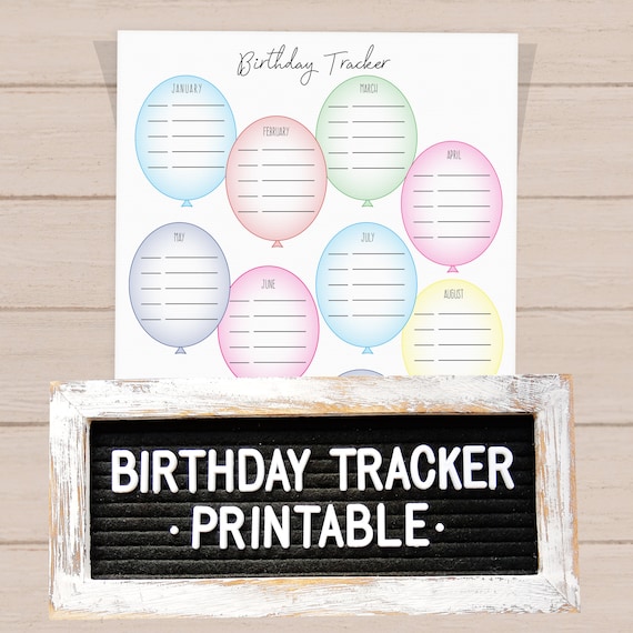 Birthday Planner Birthday Calendar Birthday Tracker Monthly Etsy UK