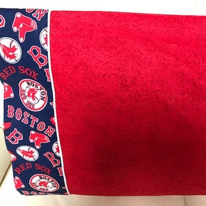 Red Sox Pillowcase - Handmade Border Print, Standard Size