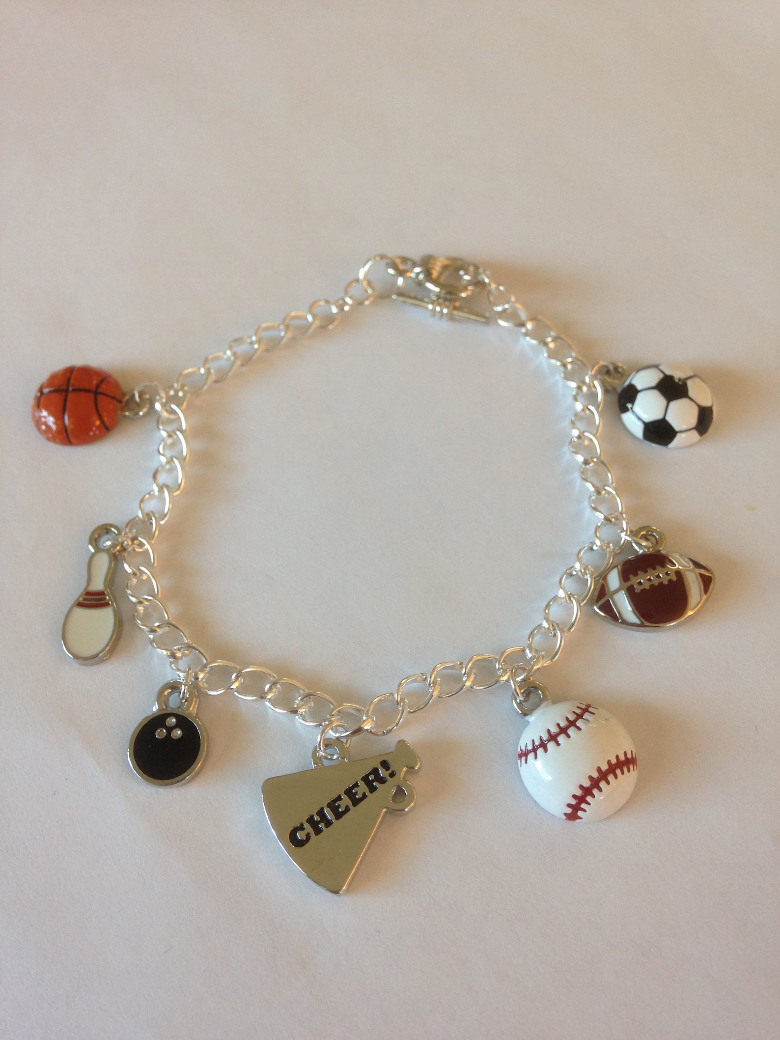 All Sports Charm Bracelet in Silver Color Etsy