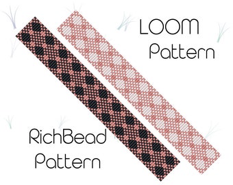 Easy bead loom patterns bracelet Loom beading patterns Miyuki delica cuff beaded patterns Geometric print PDF