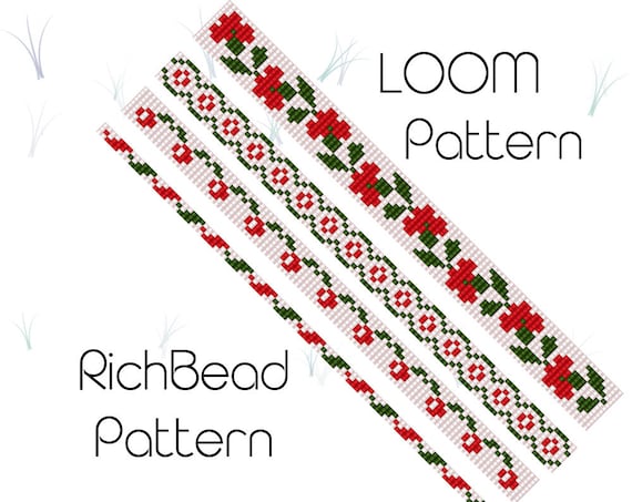 Flower Narrow Bracelet Bead Loom Patterns for Beginners Loom Beading  Patterns to Download Floral Thin Beaded Loom Pattern Digital Download - Etsy