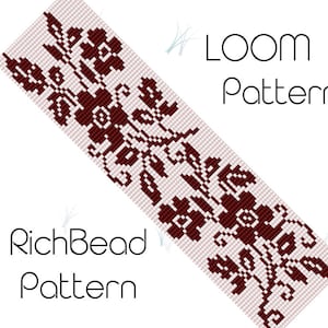 Flower beaded loom pattern bracelet Beadweaving pattern Loom pattern Miyuki pattern Loom bracelet pattern for beading Floral patterns