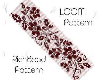 Flower beaded loom pattern bracelet Beadweaving pattern Loom pattern Miyuki pattern Loom bracelet pattern for beading Floral patterns