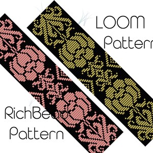 Flower beaded bracelet pattern Seed bead loom patterns bracelet Loom beading pattern Beadweaving miyuki delica pattern PDF WORD CHAPT