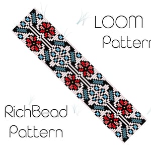 Floral beaded bracelet patterns Flower bead loom pattern beading loom bracelet Beadweaving patterns Bead loom bracelet patterns PDF 25 rows