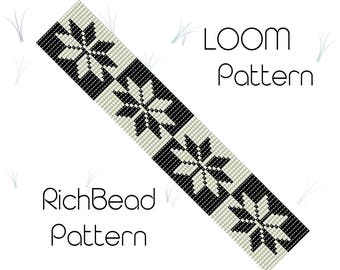Star Rocailles Perlenarmband Muster Monochrome weiß schwarz Bead loom Muster Armband Perlenwebmuster Delica Miyuki Perlenmuster