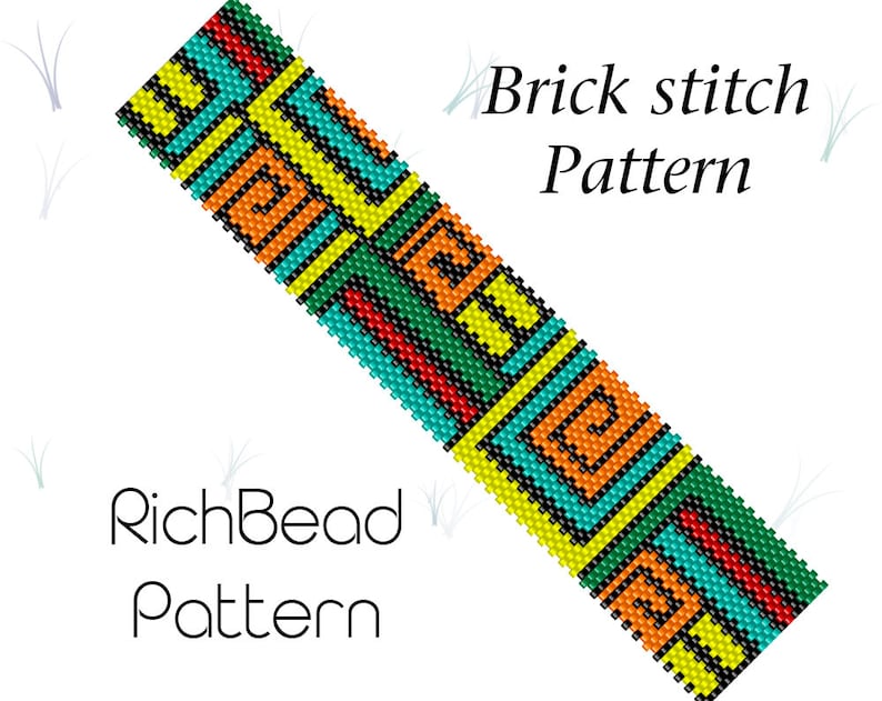 Colorful Brick stitch bracelet pattern Seed bead patterns bracelet Delica bead patterns