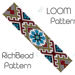 Flower bead loom bracelet patterns Floral seed bead loom patterns Miyuki delica beadweaving patterns Bracelet beading PDF