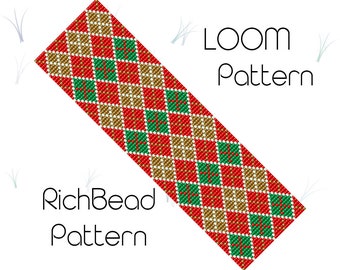 Christmas Loom Bracelet Pattern, Seed Bead Cuff (PDF Pattern)