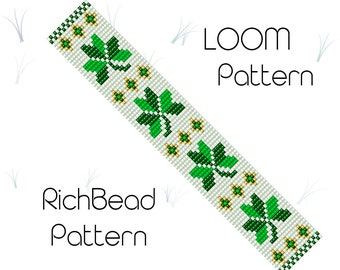 Patrón de pulsera con cuentas de trébol Día de San Patricio Patrones de cuentas de semillas de trébol pulsera Patrones de telar de cuentas pdf Telar de cuentas