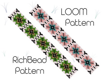 Bead Loom Bracelet Pattern, Square Stitch Design (PDF Download)