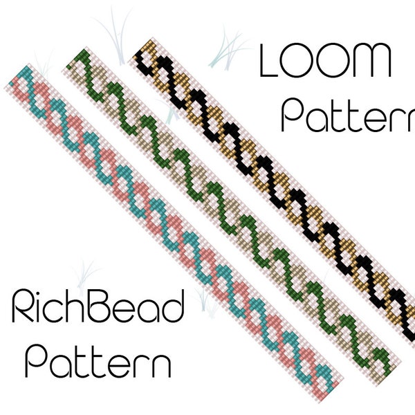 Narrow bead loom bracelet patterns Simple beading loom patterns for beginner Easy skinny beaded patterns bracelet Beadweaving PDF