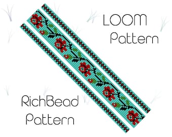 Beaded rose pattern Bead loom flower pattern Bracelet bead loom patterns Floral loom beaded bracelet pattern PDF Digital download