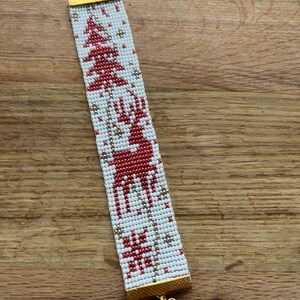 Perlenwebrahmen Weihnachten Muster Perlenwebgerät Muster Perlenweben Loom Delica Perlenarmband Muster Weihnachtsbaum Rentier Sterne PDF Bild 6