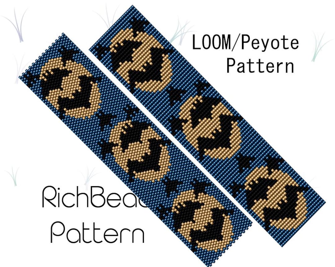 Halloween Beaded Loom | Peyote Stitch Bracelet Patterns With Bat and ...