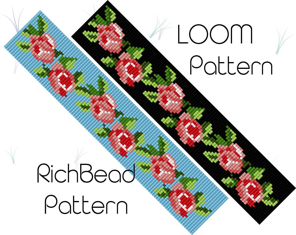 Beaded Rose Pattern Bead Loom Flower Pattern Bracelet Bead Loom ...