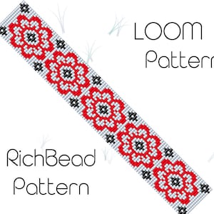 Flower beading loom patterns Bead loom bracelet patterns Seed bead loom patterns Bracelet beading PDF WORD CHAPT