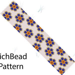 Flower peyoted beaded bracelet pattern Beadwork flowers pattern Miyuki bracelet pattern Pdf Delica bead patterns Beadweaving patterns