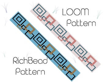 Simple bead loom patterns bracelet, loom beading patterns, miyuki bracelet, geometric print PDF WORD CHAPT