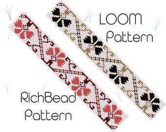 Flower loom beading bracelet patterns Beaded bracelet patterns Seed bead loom pattern Beadweaving Beadwork Bead loom bracelet patterns PDF