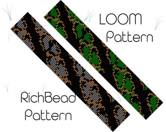 Bead loom patterns bracelet Loom beading pattern PDF - Snake skin | Reptilie | Serpent