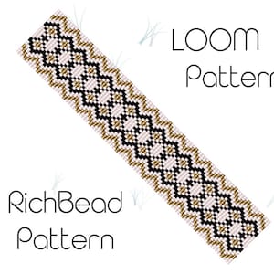 Patrones de pulsera de cuentas en telar Patrón de abalorios simple Cuentas de semillas de puntada cuadrada miyuki delica patrones de puños con cuentas Archivo PDF TABLA DE PALABRAS