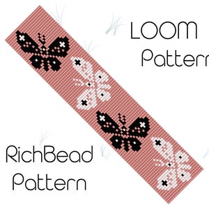 Butterfly beaded loom pattern bracelet Simple beadweaving pattern Loom pattern Miyuki loom bracelet pattern for beading Bead jewelry pattern