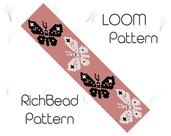 Butterfly beaded loom pattern bracelet Simple beadweaving pattern Loom pattern Miyuki loom bracelet pattern for beading Bead jewelry pattern