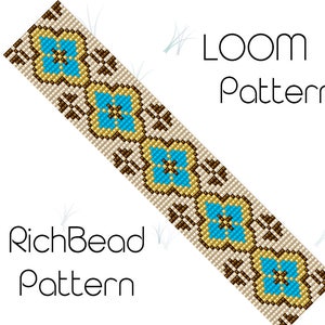 Flower bead loom bracelet patterns Loom beading patterns Delica bead patterns Beaded bracelet pattern PDF