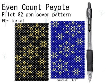 Weihnachtsmuster für Delica-Stifthüllen mit gerader Perlenanzahl, passend für G2 Pilot Seed Bead Stifthülle, Weihnachtsmotiv, Schneeflockenmotiv