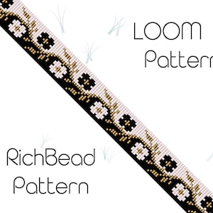 Flower beaded hat band pattern for western hans Cowgirl hatband loom beading patterns Floral bead loom patterns Seed bead belt pattern PDF