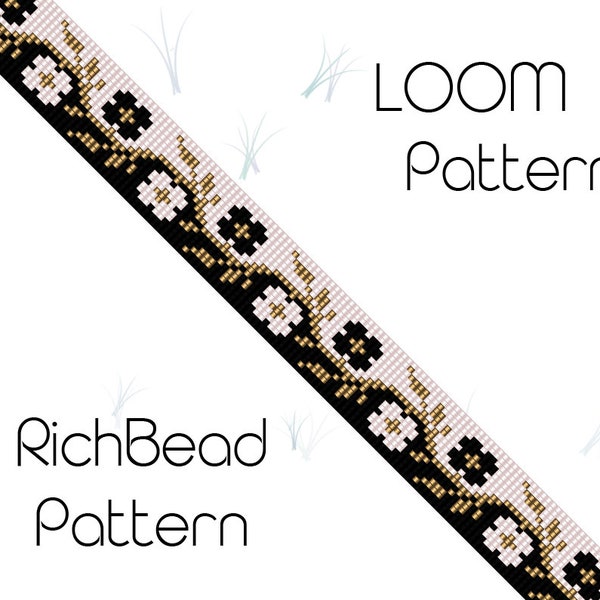 Flower beaded hat band pattern for western hans Cowgirl hatband loom beading patterns Floral bead loom patterns Seed bead belt pattern PDF