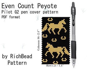 Einhorn-Stifthüllenmuster, Delica-Stifthülle mit gerader Perlenanzahl für G2 Pilot Seed Bead Stifthülle, Stiftetui DIY PDF