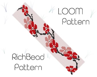 Sakura Flower Perlen Loom Muster Armband Perlenweben Muster Loom Muster Miyuki Muster Loom Armband Muster zum Perlenknüpfen Florale Muster