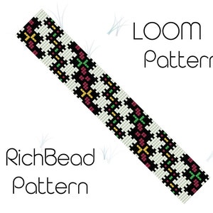 Bead loom patterns bracelet, loom beading patterns, seed bead miyuki bracelet, geometric print PDF WORD CHAPT Digital download file Beadwork