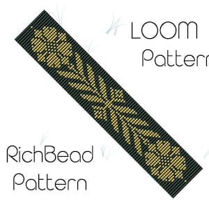 Flower bead loom pattern Beading loom bracelet Bead loom bracelet patterns Seed bead loom patterns Bracelet beading PDF WORD CHAPT