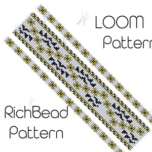 Flower beaded loom patterns Loom bead pattern  Floral bead loom weaving Miyuki delica seed bead bracelet Narrow Skinny Thin PDF WORD CHAPT