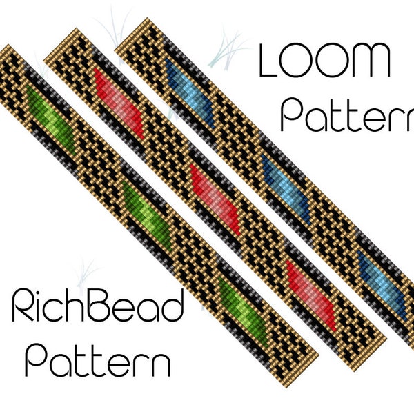 Thin bead loom patterns Seed bead bracelet patterns Narrow bracelet Loom weaving Delica beading bracelet Skinny beaded pattern