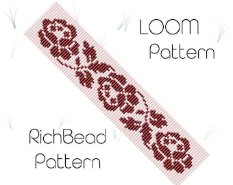 Flower beaded loom pattern bracelet Beadweaving pattern Loom pattern Miyuki pattern Loom bracelet pattern for beading Beaded jewelry pattern