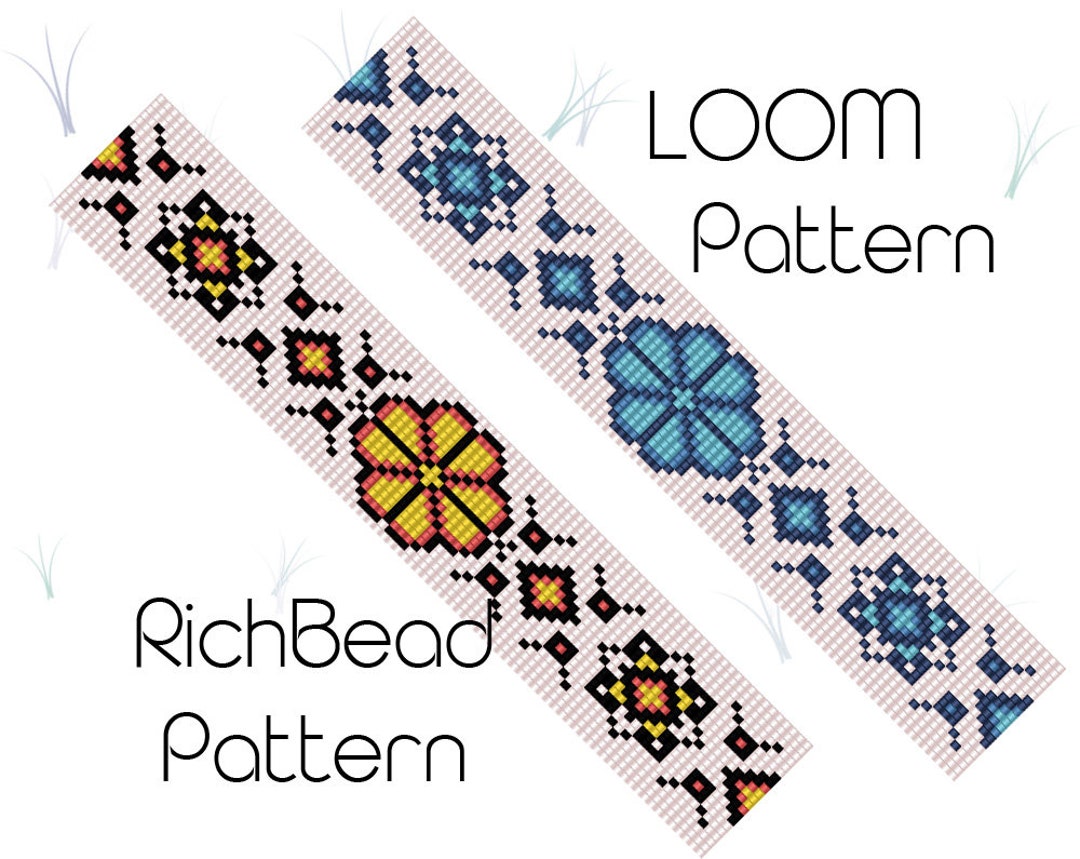 Flower Bead Loom Bracelet Patterns Floral Seed Bead Loom Etsy