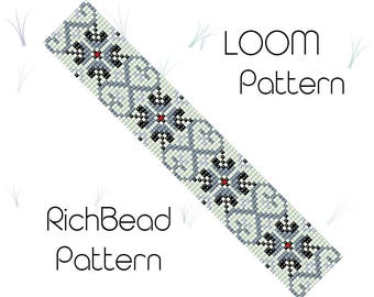 Patrones de telar de cuentas Patrón de pulsera con cuentas Patrón de tejido para telar Patrón de cuentas de joyería Pulsera de puño ancho Patrón de cuentas Cuentas de semillas