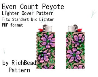 Funda para encendedor con cuentas de flores para Bic estándar/puntada peyote de conteo par para soportes de encendedores Bic