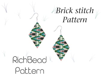 Brick stitch earrings pattern Miyuki delica beaded earrings pattern Beadweaving jewelry Beading Beadwork PDF Digital download