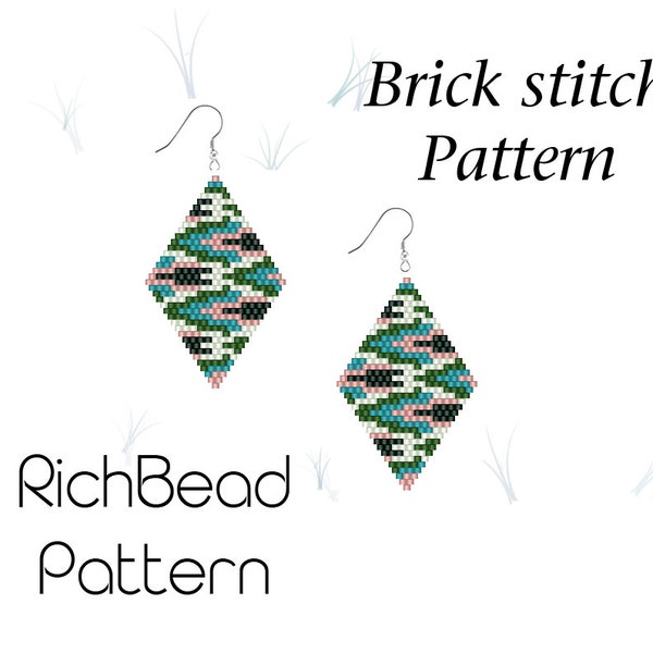 Brick stitch earrings pattern Miyuki delica beaded earrings pattern Beadweaving jewelry Beading Beadwork PDF Digital download