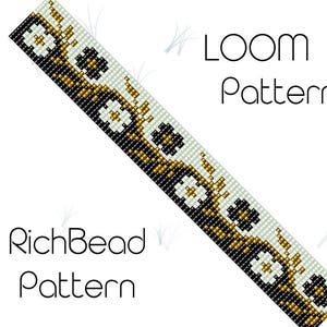 Kralen weefgetouw armband patroon, zaad kralen armband, DIY kralen, Instant download, Bookmark bloemenpatroon, Digitale vierkante steek sieraden