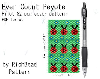 Ladybug Peyote Pen Wrap Pattern (PDF Download) for Pilot G2 Pen