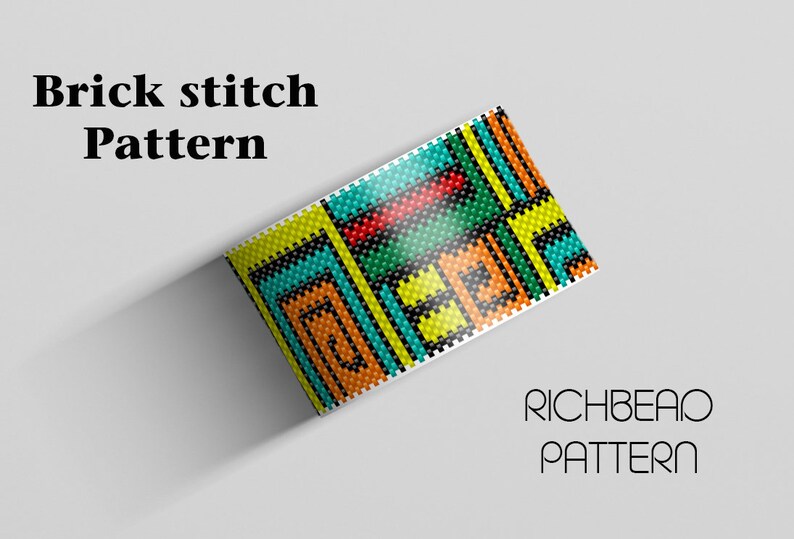 Colorful Brick stitch bracelet pattern Seed bead patterns bracelet Delica bead patterns