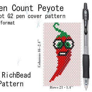 Mönster för pennfodral med röd chilipeppar Delica jämnt antal peyotepennor för G2 Pilot Seed Bead-pennfodral med grönsaksdesign Pennfodral DIY PDF