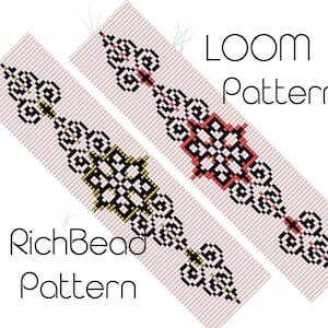 Flower bead loom bracelet patterns Floral seed bead loom patterns Miyuki delica beadweaving patterns Bracelet beading PDF