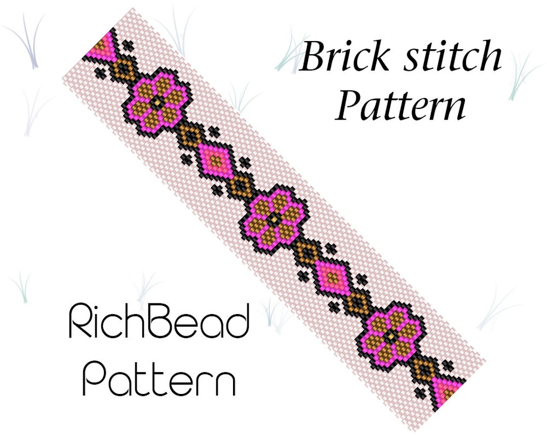 Flower Brick Stitch Bracelet Patterns Floral Seed Bead Patterns